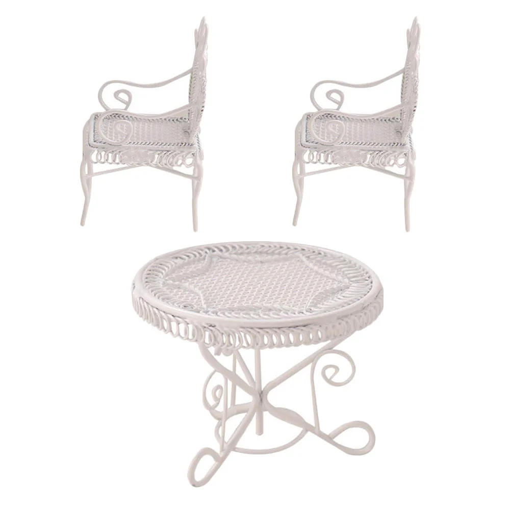 

1 набор миниатюрных моделей столов и стульев, мини домашний кофейный столик и декор кофейного стула