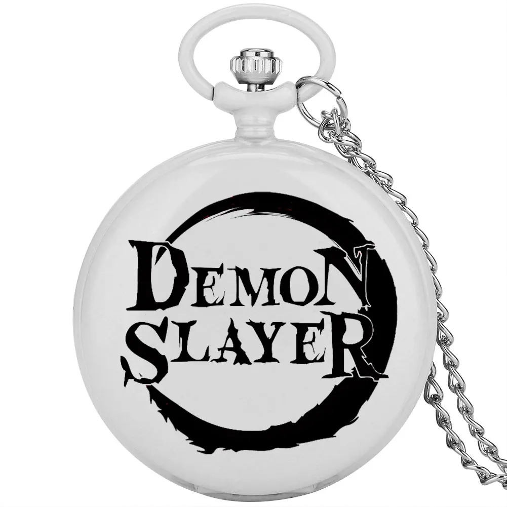 

White Simple Men Women Quartz Pocket Watch with Slim Chain Animation Theme Unisex Pendant Clock Collection Accept Customization