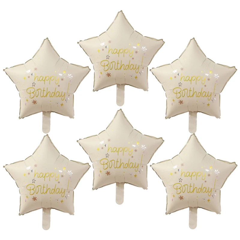 6 цветных шаров с пятиконечной фольгой Поздравления днем рождения воздушные шары