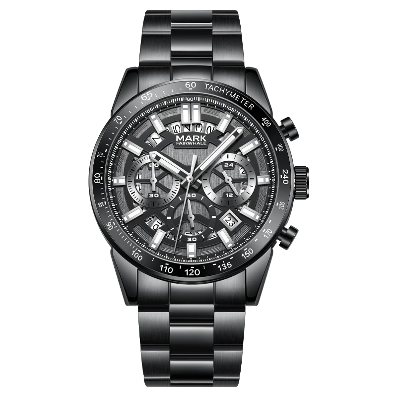 Мужские кварцевые мужские наручные часы из нержавеющей стали с хронографом