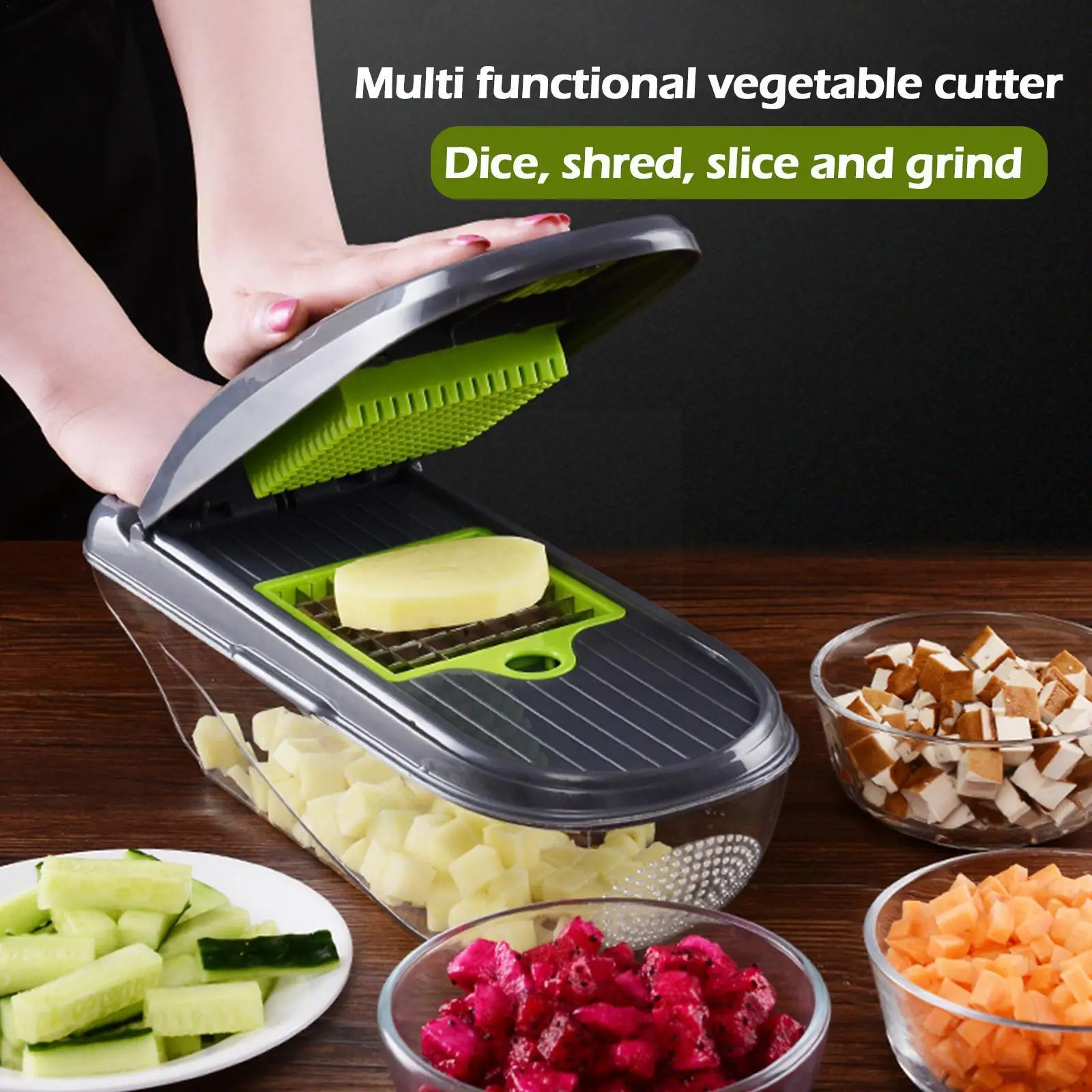 

Vegetable Cutter Multifunctional Slicer Fruit Potato Vegetable Basket Slicer Carrot Peeler Grater Accessories Kitchen O8U9