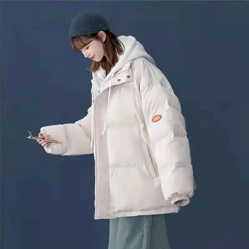 Parkas Women Winter Jackets 2022 New In Casual Fake Two Piece Hooded Jacket Korean Fashion Kawaii Pink Coats Zipper Tops Femme