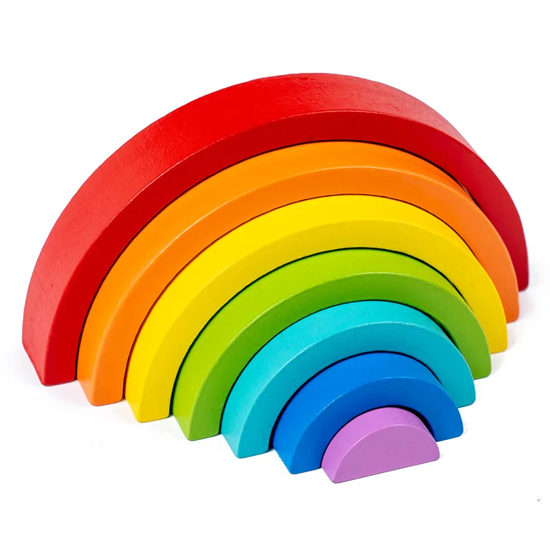 

Baby Food Grade Silicone Toy Montessori Rainbow DIY Building Blocks Creative Stacking Balance Game Educational Toy For Kids Gift
