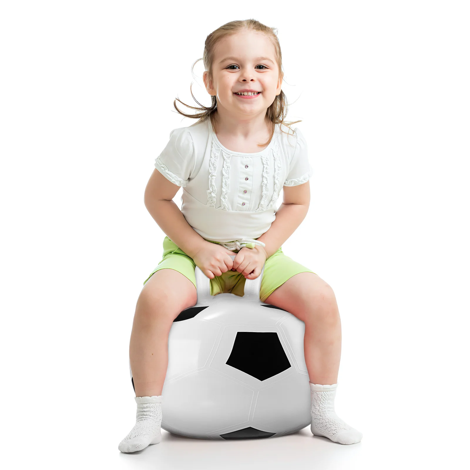 STOBOK 45cm Hopping Ball Jumping with Handle Inflatable PVC Bouncing for Children