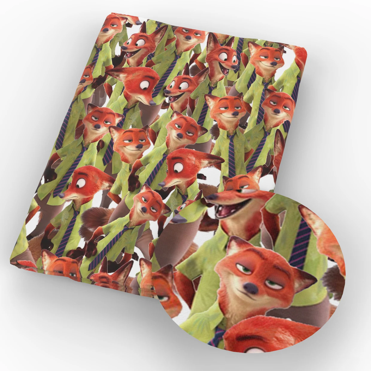 Хлопчатобумажная ткань с принтом Лиса и собака |