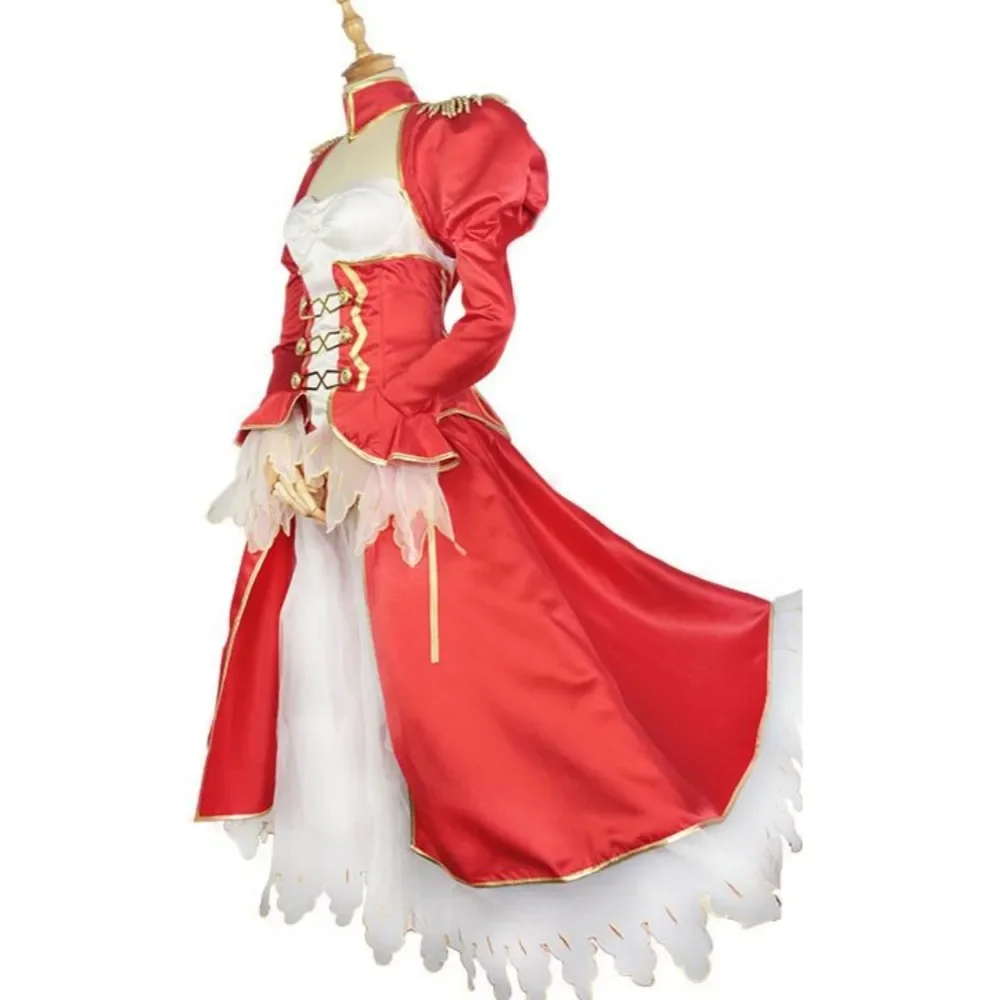 Фото Аниме игра Fate Extra Nero Claudius Caesar Augustus Germanicus Косплей Костюм Красное вечернее платье Пряжа Юбка Парик Женский сексуальный комплект №4