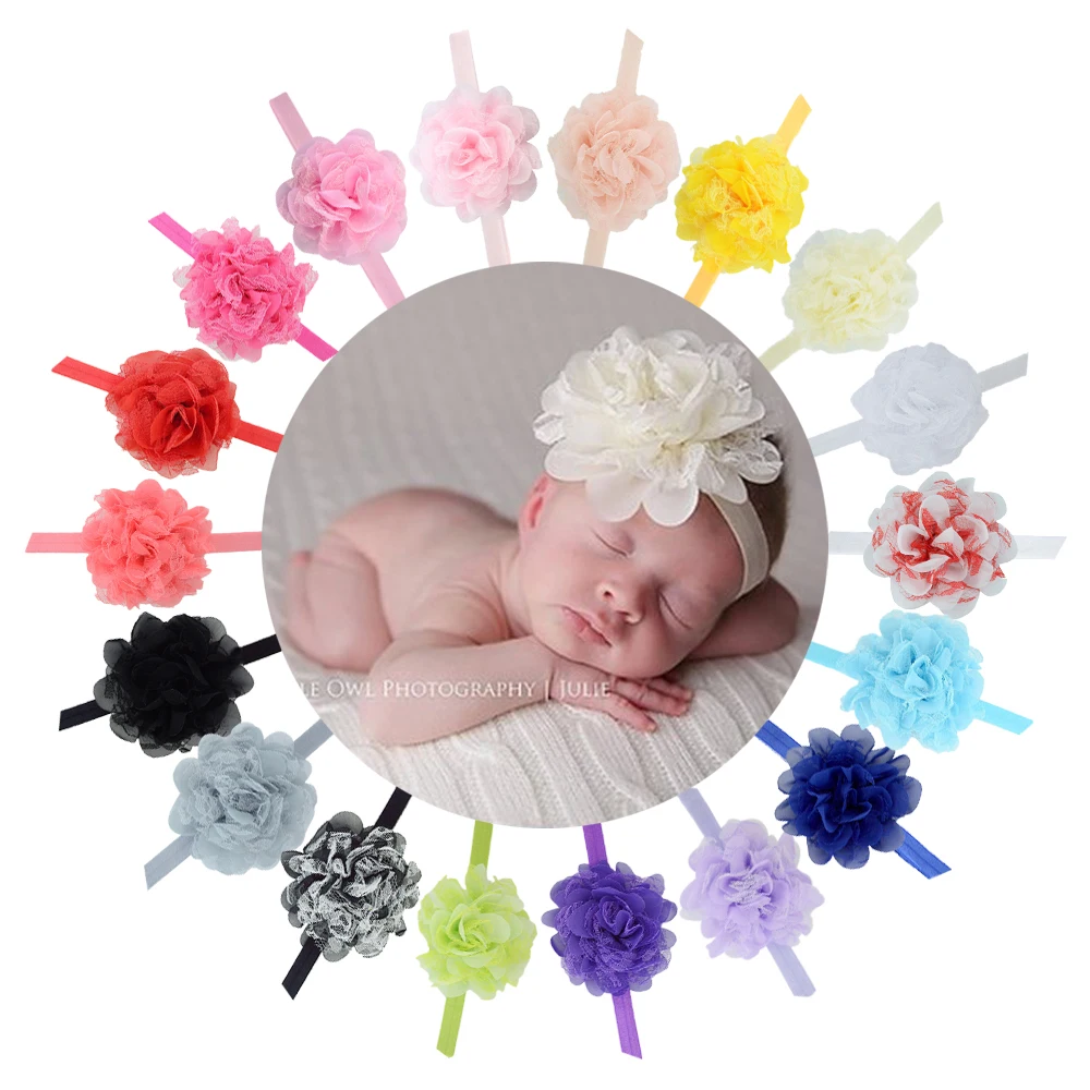 

1Pcs Baby Girls Big Flower Headbands Newborn Elastic Hairbands Kids Chiffon Flower Hair Turban Cute Hair Headwear Accessories