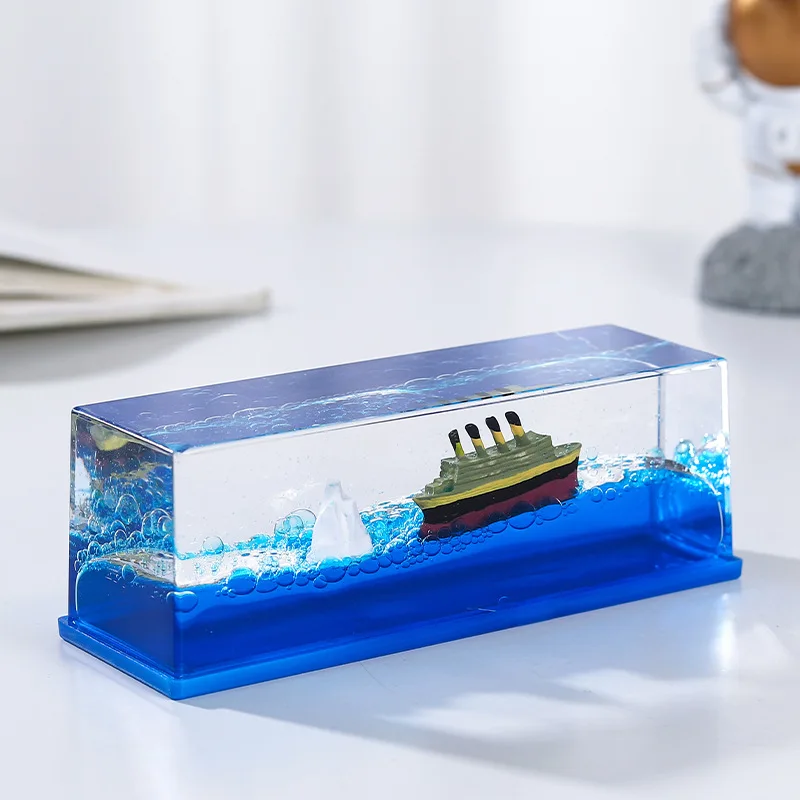 

Titanic Cruise Ship Fluid Drift Bottle Hourglass Living Room Decoration Creative Boat Sea Ornaments Home Decoration Toys