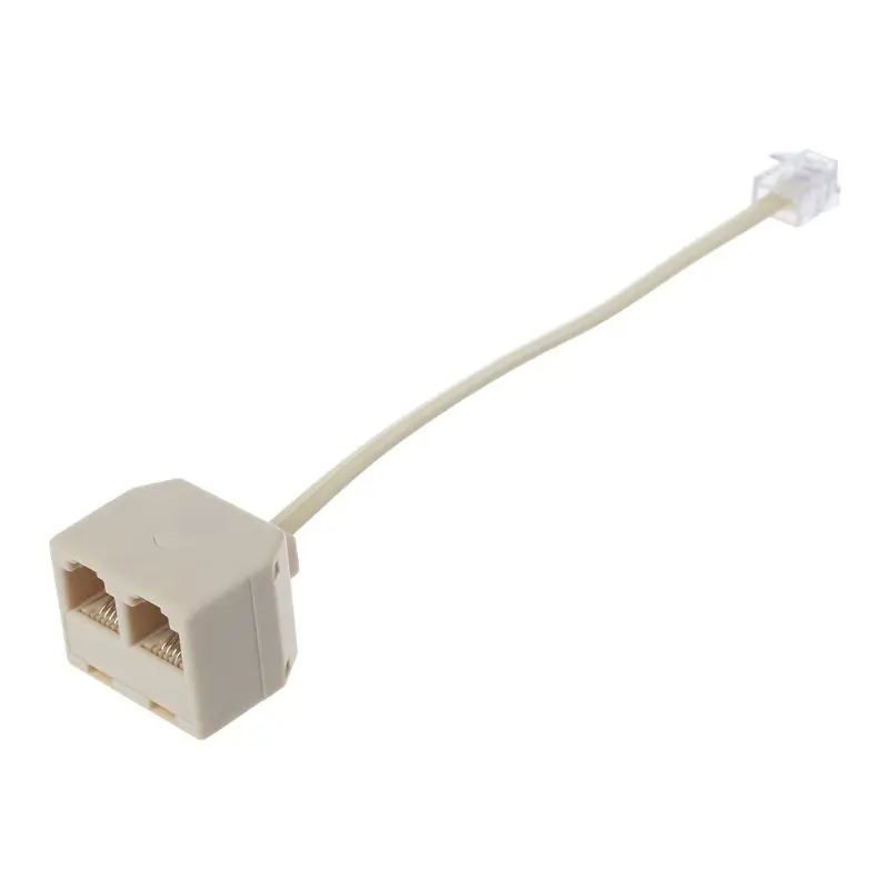 

RJ11 to Double RJ11 Socket Female Port Splitter, RJ11 Plug to 2 Jack Adapter Telephone Wire Cat3 6P4C Connector 1 to 2