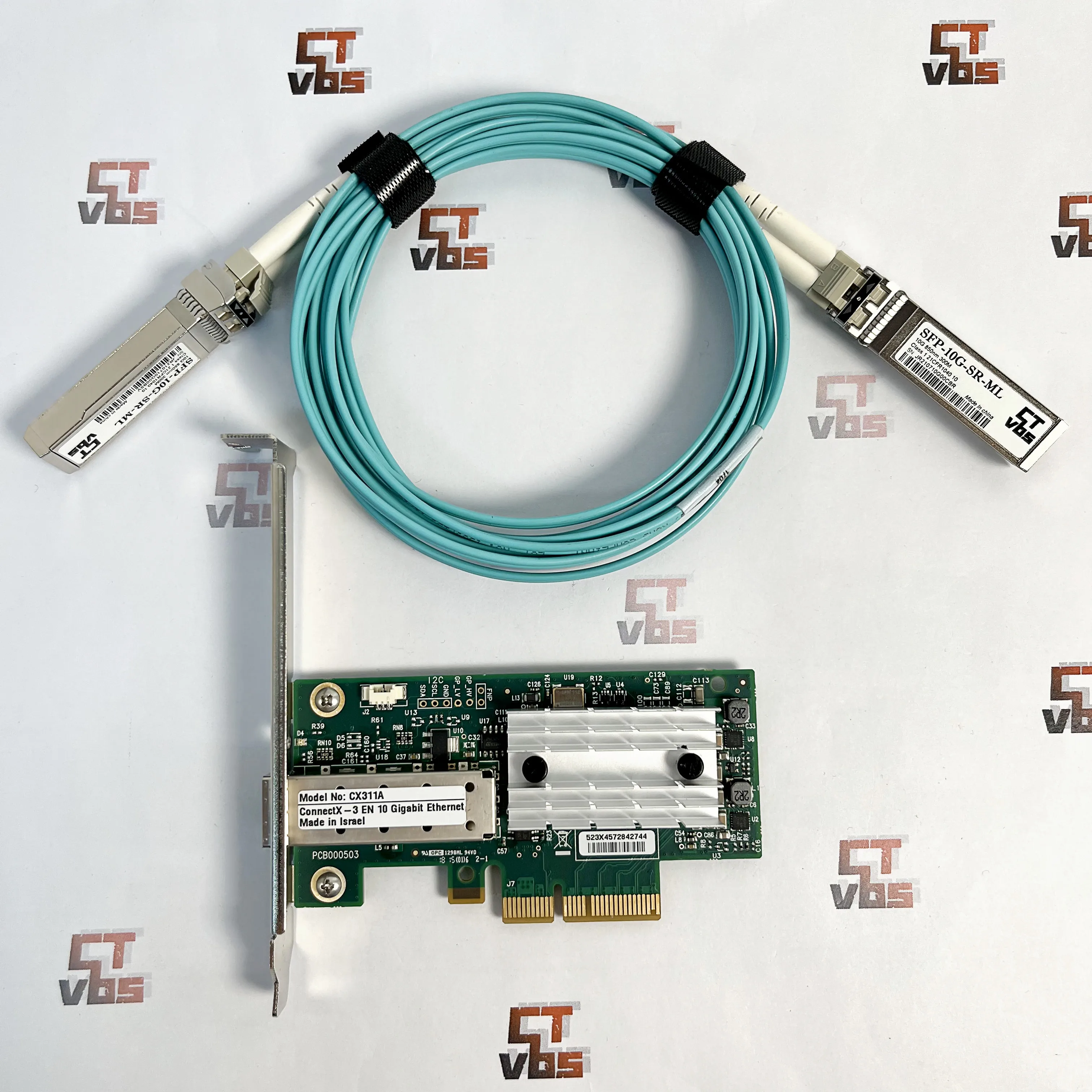 For Mellanox MCX311A-XCAT CX311A ConnectX-3 EN 10G Ethernet 10GbE SFP+ PCIe NIC Adapter High Bracket 15M Amphenol LC Cable