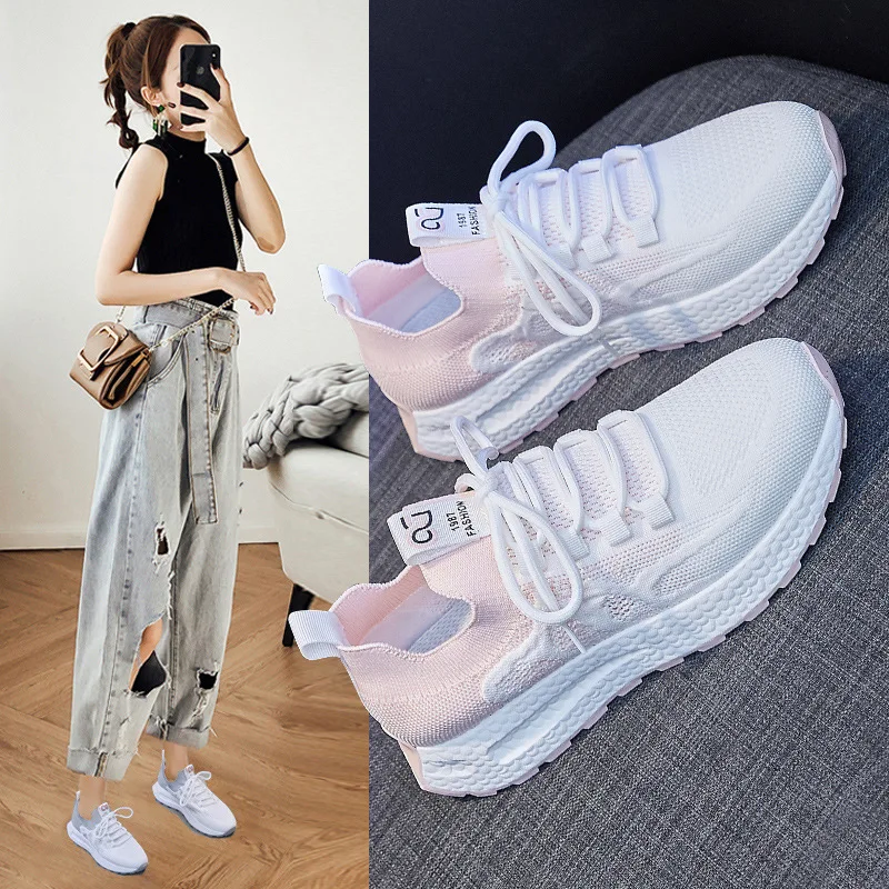 

Новинка лета 2022, женская обувь из дышащего плетеного материала, Студенческая обувь для бега, женские кроссовки в Корейском стиле Ins