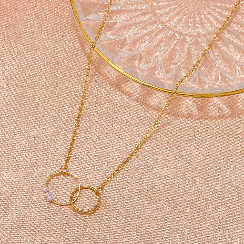 

Double Circle Pendant Necklace Choker Gold Color Clavicle Necklace For Women Jewelry Necklaces & Pendants Colar Kolye N122