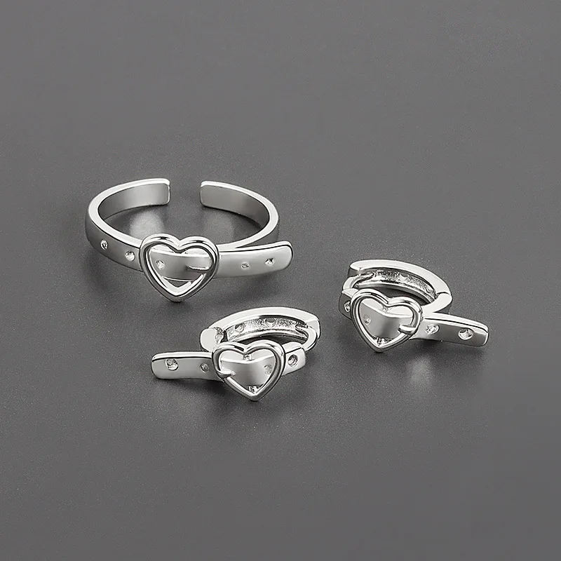 

Love Belt Buckle Open Adjustable Ring/Hoop Earring for Women Fashion Personality Index Finger Ring/Popular Ear Jewelry Wholesale