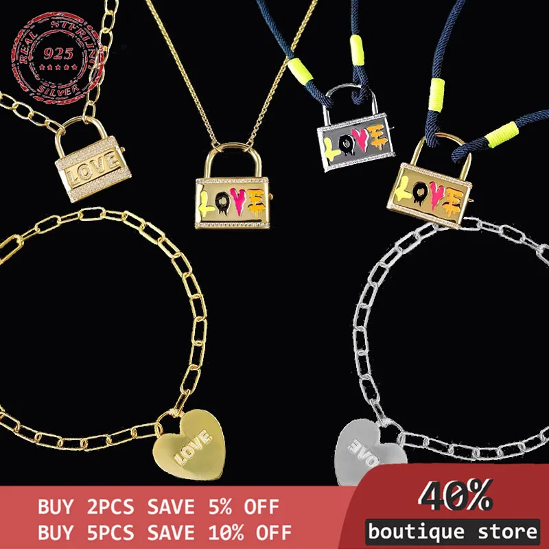 

Ожерелье из серебра 925 пробы с надписью «Love lock»