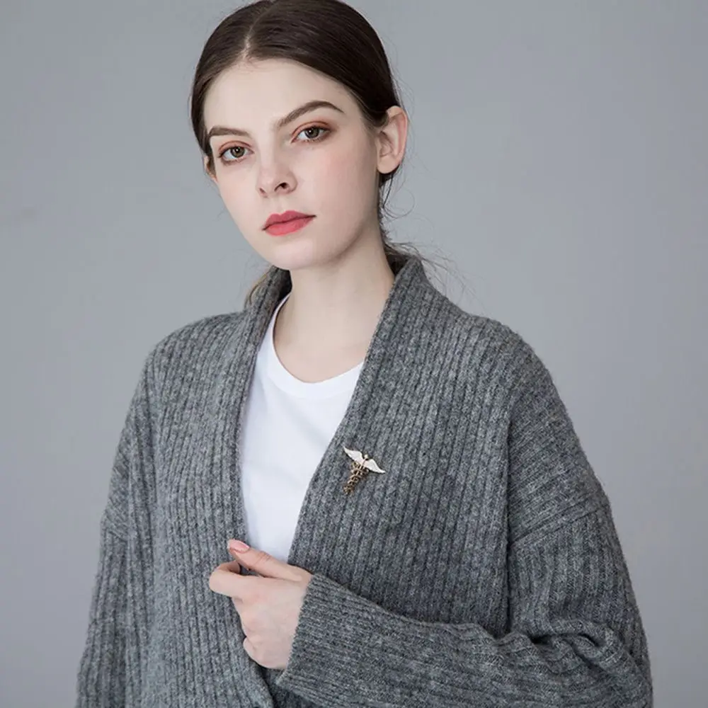 Ретро Винтаж Кадуцей Значок Змея Эмаль Металлический Воротник Одежда Корсаж