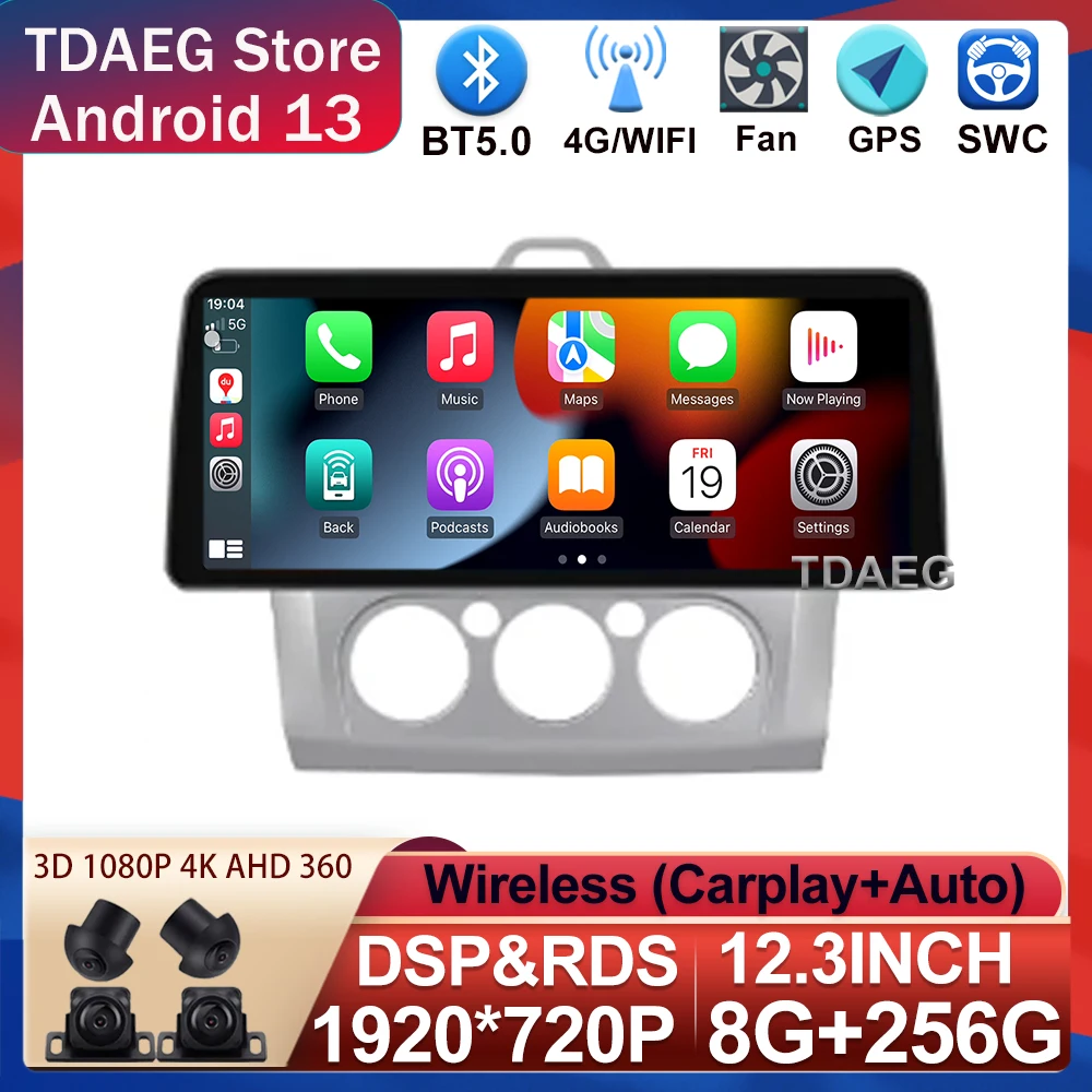 

Автомагнитола для Ford Focus Exi MT AT 12,3-256, 2004 дюйма, 2 Din, 8 + 2011 ггц