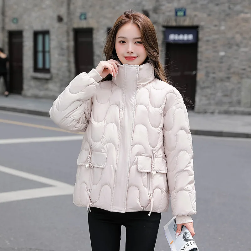 

Thickening Warm Puffer Parkas Jackets Quilted Jacket Winter Short Down Jacket For Women Cotton Zipper Loose Padded Coat