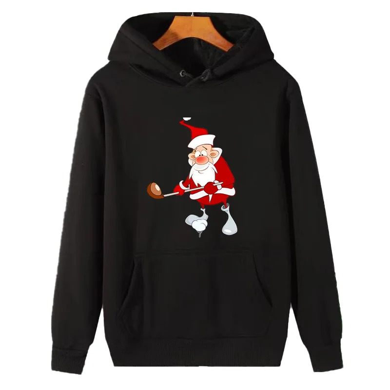 Santa Claus Golf ball christmas graphic Hooded sweatshirts cotton thick sweater hoodie essentials hoodie Men's sportswear
