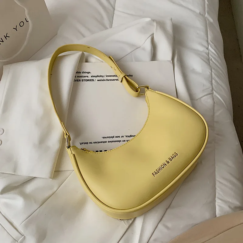 

Luxury Style Half-moon Handbag for Women PU Leather Shoulder Bag Summer Armpit Bag Portable Handle Bag and Purse Shopper Tote