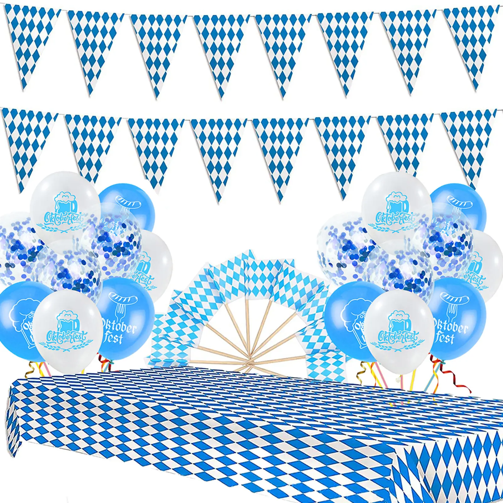 

Oktoberfest Party Decorations Set Eco-Friendly Blue And White Bavarian Flag Pattern Decoration Oktoberfest Cake Inserts
