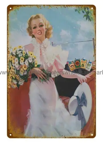 Auto re shop Decor 1939 каналендар арт девушка для табачной сигареты металлическая