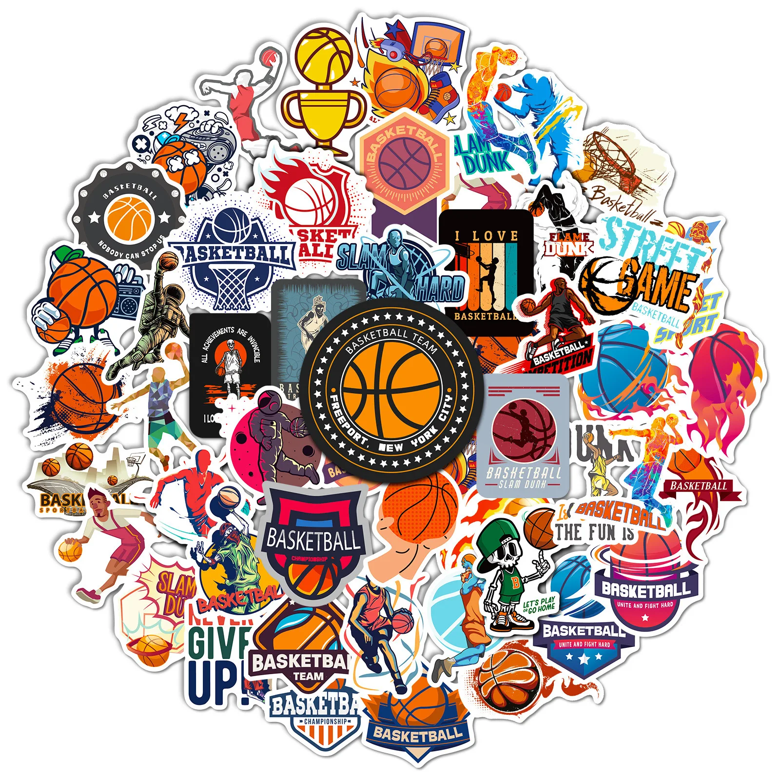 10/25/50pcs Graffiti Basketball Stickers for DIY Decor Laptop Travel Luggage Skateboard Helmet Phone Guitar Water Bottle