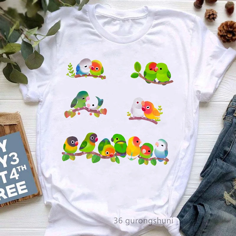 

Watercolor Bird Cockatiel Parrot Print Women'S Tshirt Funny Harajuku Kawaii Clothers Summer Fashion T-Shirt Femme Streetwear