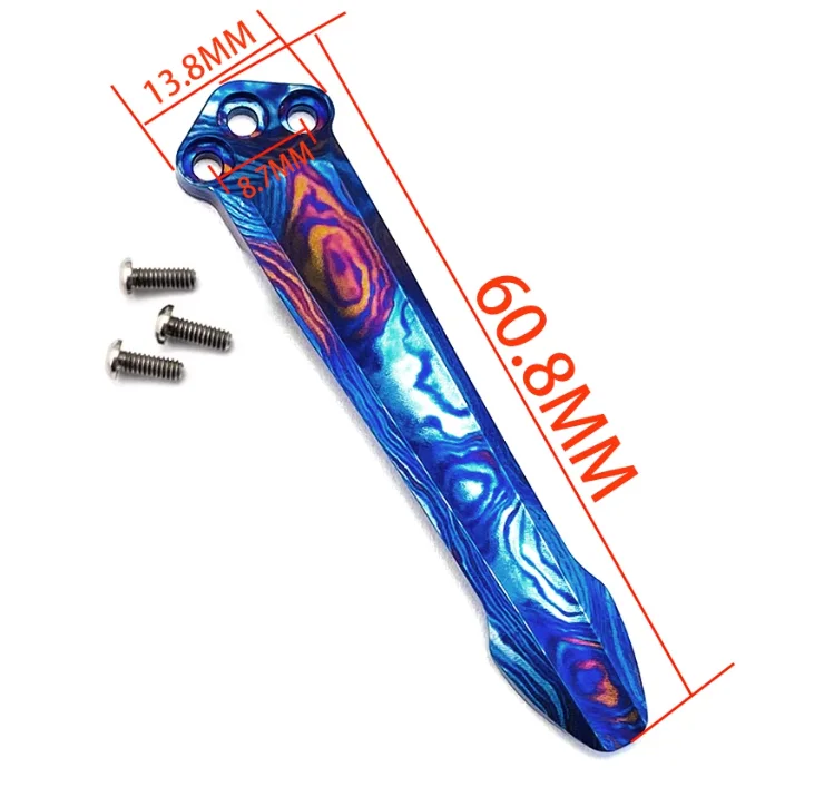 Клипса Timascus Deep Carry для ножей Benchmade Griptilian 551, Bugout 940 и Emerson CQC с 3 титановыми винтами (art.: 3920dbc306d02) - 3920dbc306d02