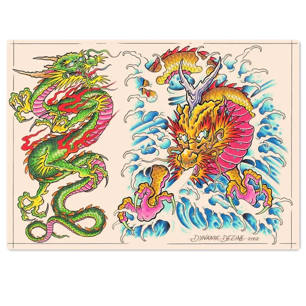 Винтажный Дракон против тигра Ukiyo-e тату фотообои картина ретро крафт-бумага