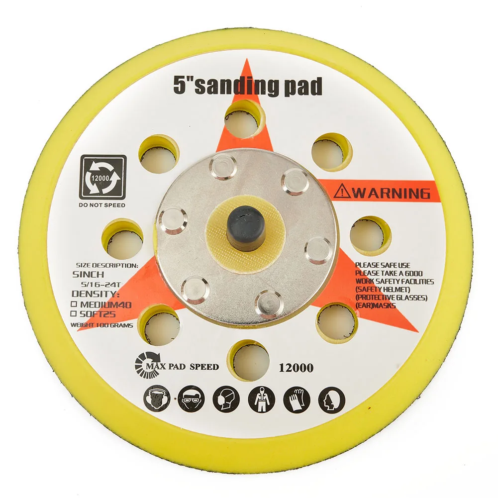

1* Backing Pad 125mm 5in 5inch/125mm Diameter 8holes Polisher Sanding Disc Sponge 1pc New Nice Pratical Durable