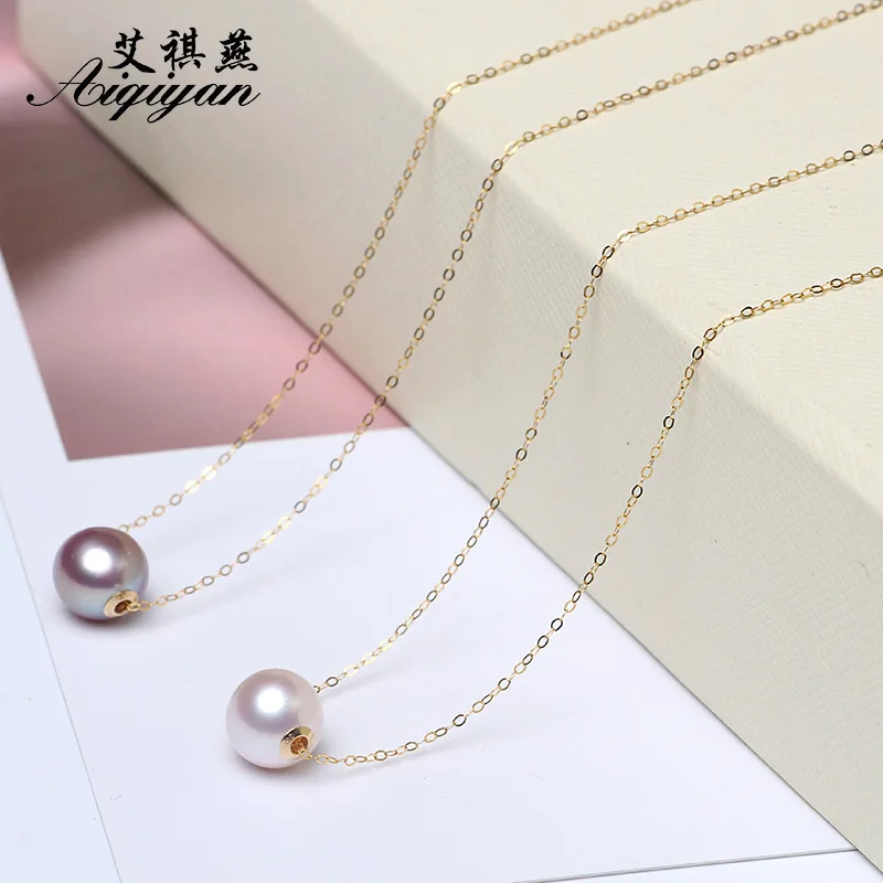 

2022 Freshwater Pearl 9-10mm Necklace 18K Gold round Strong Light Lulutong Pendant for Girlfriend women jewelry set