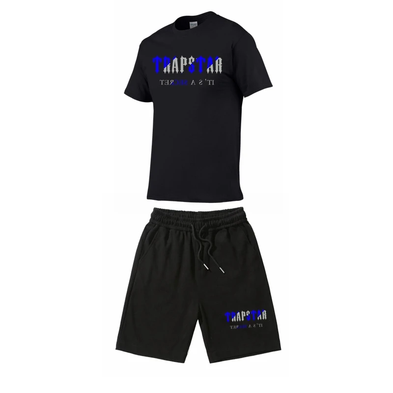 2022 New TRAPSTAR Tracksuit Set Men T Shirt+Shorts Summer Sportswear Jogging Pants Streetwear Harajuku Tops Short Sleeve Suit