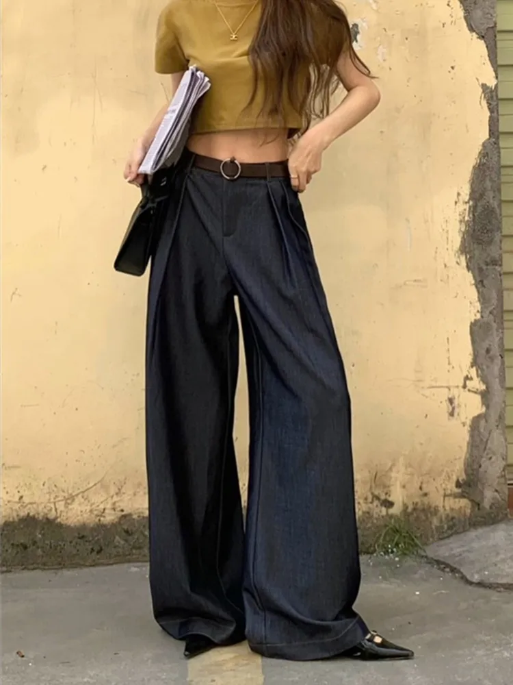 

ZHISILAO New Baggy Loose Wide Leg Jeans Women Vintage Boyfriend Full Length Denim Pants Streetwear 2023 Streetwear