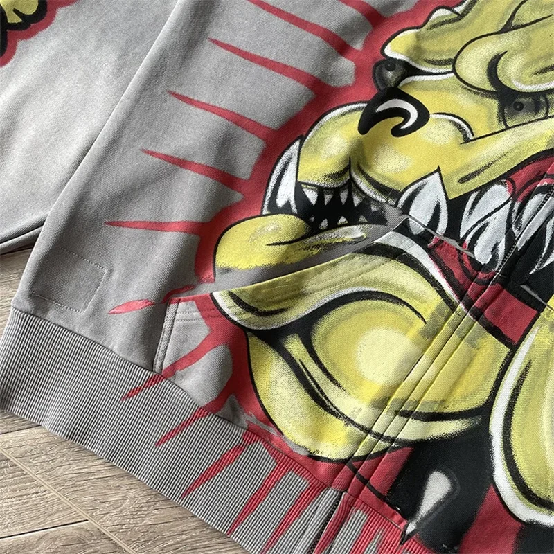 24SS негабаритная куртка с капюшоном в стиле хип-хоп Hell Star для мужчин и женщин