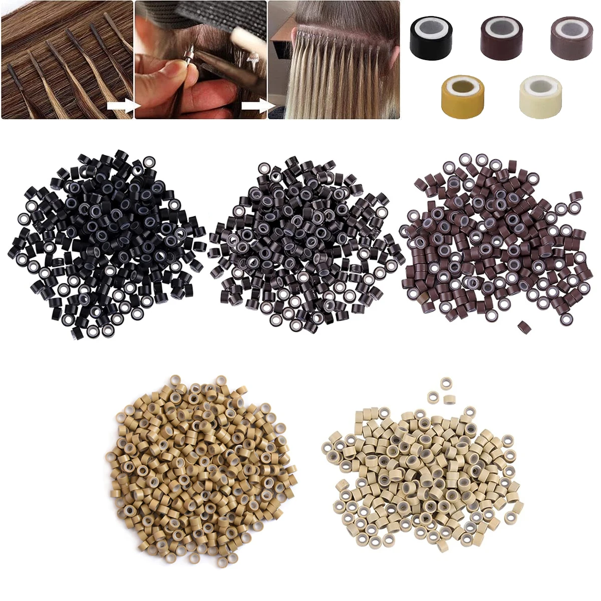 5 цветов 100 шт. мм * 3 силиконовое кольцо с микрозвеньями для парика наращивание