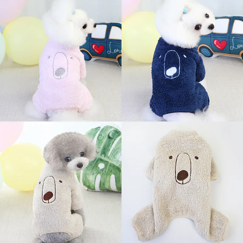 Autumn And Winter New Pet Clothing Dog Coat Bear Shape Fleece Simple Warm Four-Legged Dog Clothes Pet Puppy Clothes