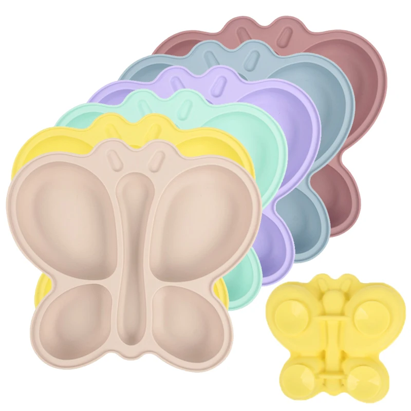 

Silicone Baby Feeding Plate Non-Slip Suction Plate Sucker Bowl Toddler Learning To Eat Dishes Kid Training Tableware