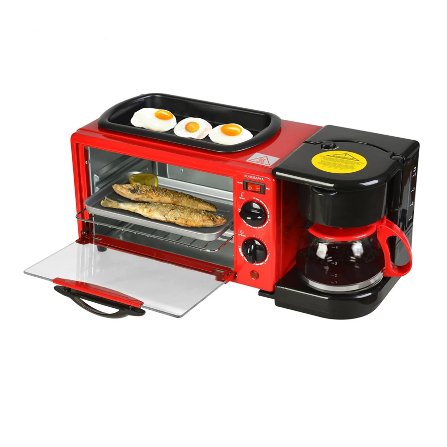 Healthy factory directly 2021 New Multifunction 3 in 1 breakfast makers breakfast machine frying pan +toaster oven+ coffee maker