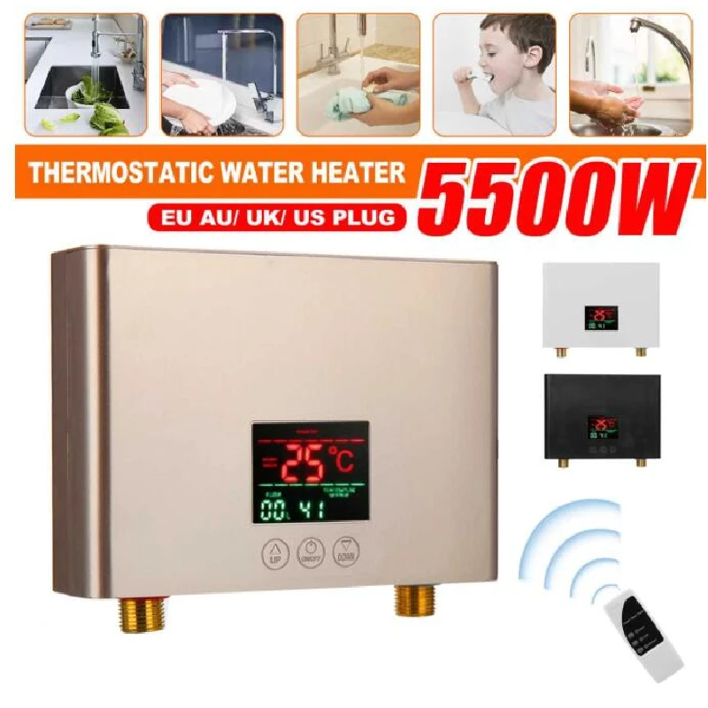 5500W  Electric Hot Tankless Water Heater Bathroom Kitchen Instant Water Heater Temperature display Heating Shower Universa