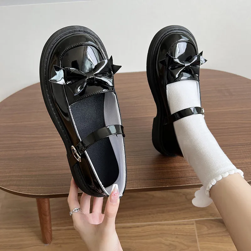 

Туфли женские на низком каблуке, оксфорды в британском стиле, платформа, с бантом, криперы, элегантный стиль, Бабочка, искусственная кожа, ле...