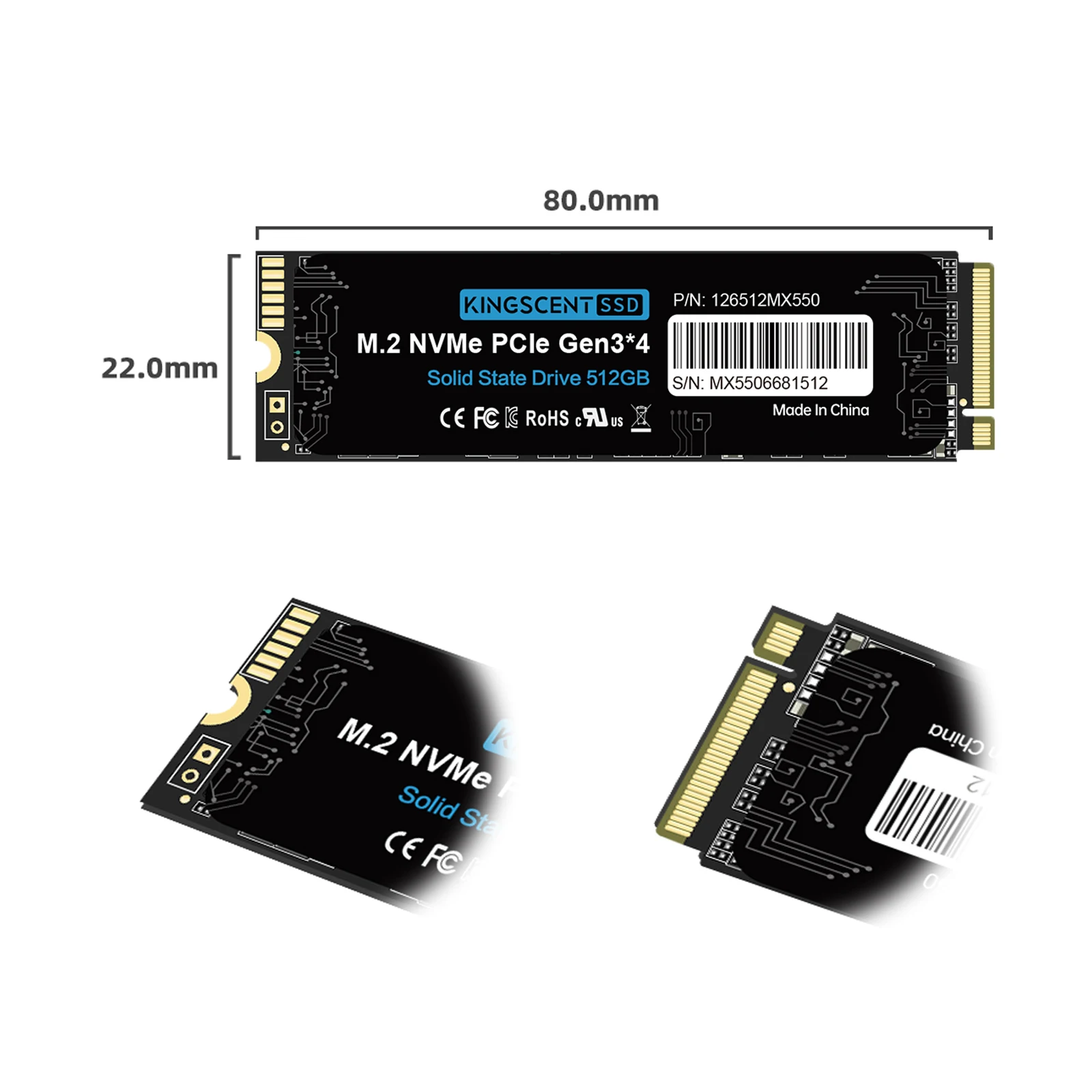 Внутренний твердотельный накопитель KingScent SSD M2 NVMe 128 ГБ 256 ГБ 512 ГБ 1 ТБ M.2 Ssd 2280 для ноутбука, компьютера и настольного компьютера, 2 шт.