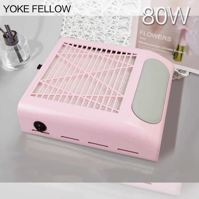

80W Nail Dust Collector High Power Manicure Vacuum Cleaner Extractor Fan Reuse Filter For Professional Nail Art Salon Tool