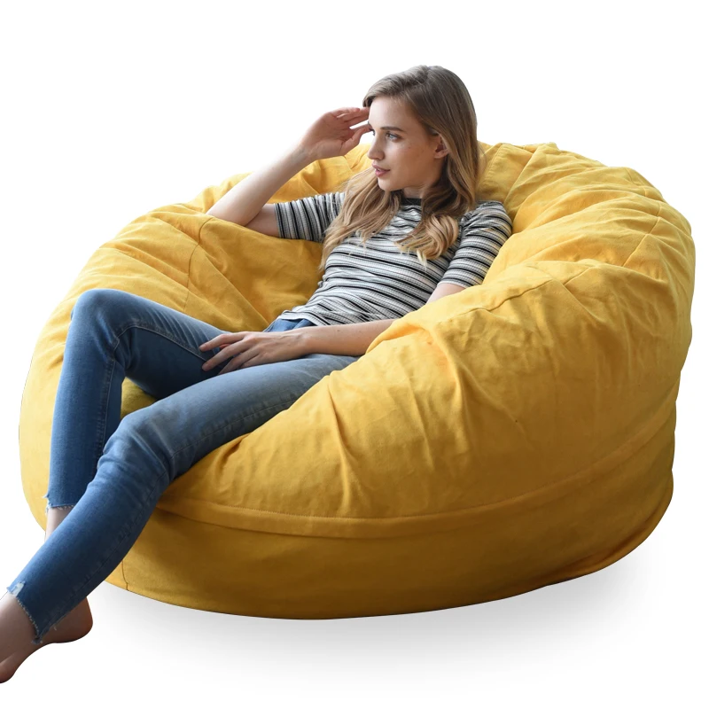 YJ OverSize Beanbag Bed For Kids Teens Adults Giant Puff Bean Bag Chairs Elastic Crushed Sponge Bean-less Bag Chairs XXL(5FT)