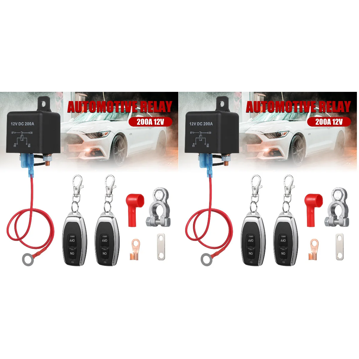 

2 Sets Wireless Switch Dual Remote Controls 12V/200A Car Isolator Car Wireless Remote Disconnect Switch