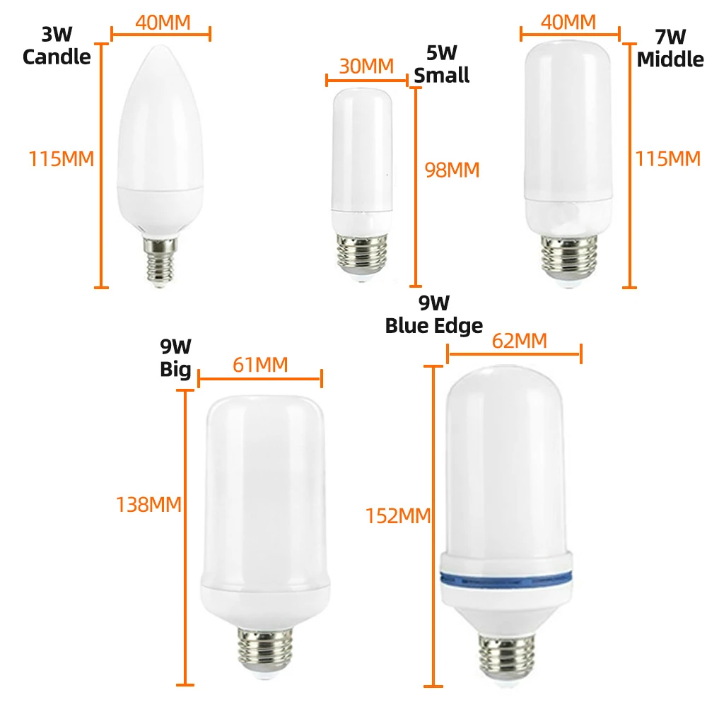 LED E27 Flame Bulb Fire E14 lamp Corn Bulb Flickering LED Light Dynamic Flame Effect  3W 5W 7W 9W 110V-220v for Home Lighting images - 6
