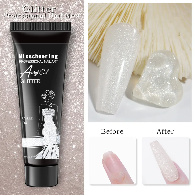 

15ml Gel for Extension glitter Nail Gel Polish Semi Permanent Glitter Acrylic UV Builder Extension Gel For Manicure 6 color