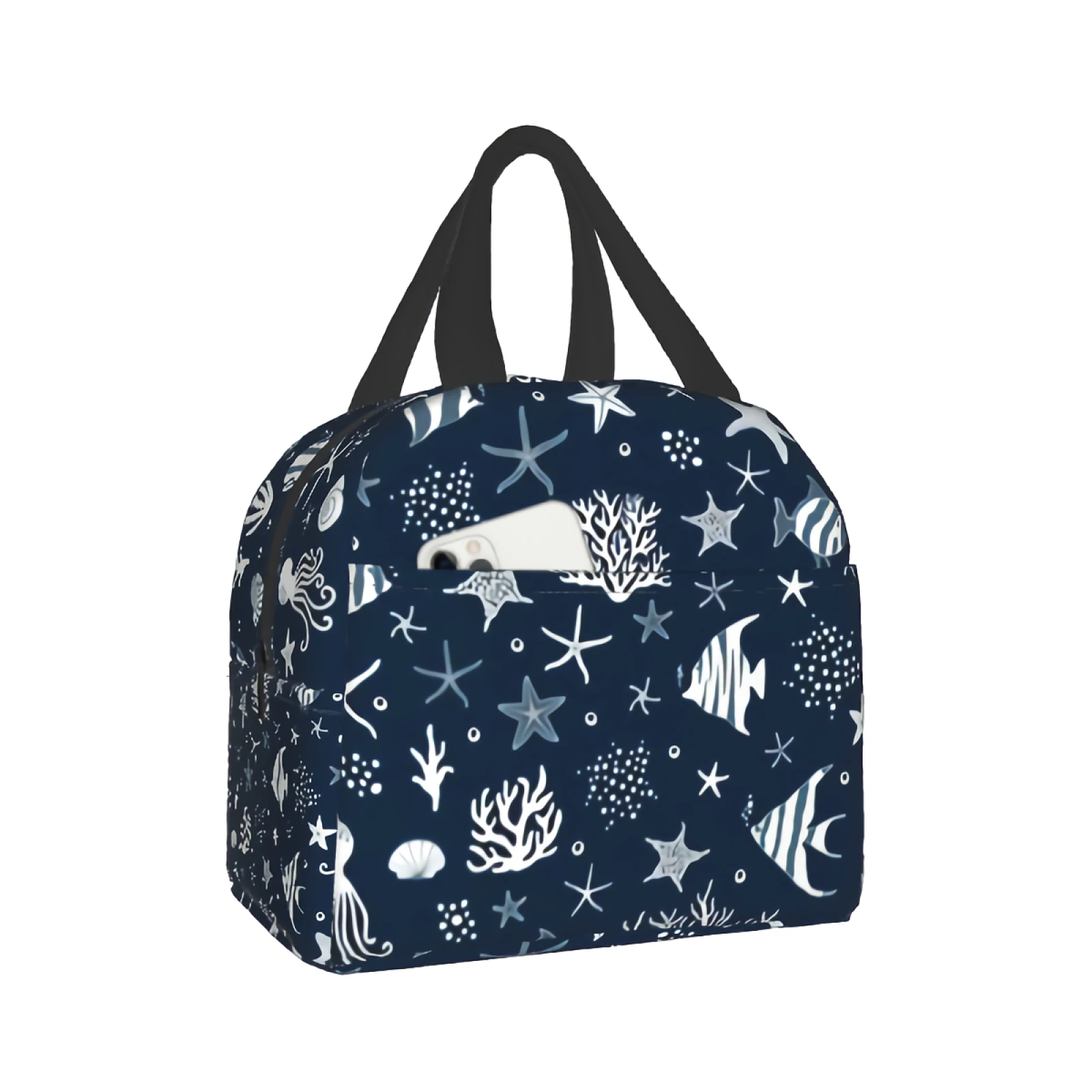 

Seashells Starfish Coral Ocean Insulated Lunch Bag Leakproof Sea Animal Lunch Box Reusable Thermal Tote Bag Work School Picnic