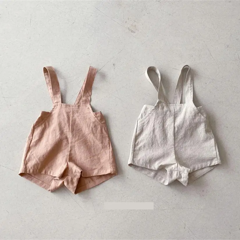 

2022 Summer New Baby Sleeveless Strap Jumpsuit Solid Infant Toddler Overalls Kids Casual Strap Shorts Baby Boy Girl Bodysuit