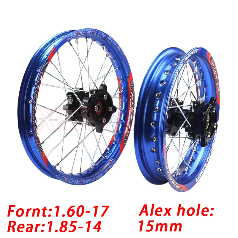 Front 1.60-17 Rear 1.85-14 inch Alloy Wheel Rim with CNC Hub For KAYO HR-160cc TY150CC Dirt Pit bike 14/17 inch motorcycle wheel