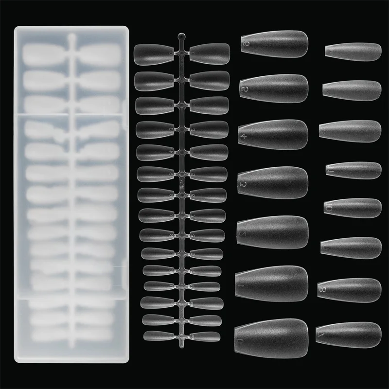 

240Pcs/Box Short Square Oval Nail Tip Ultra Matte Capsule Artificial Full Cover Soft Clear False Gel Nail Tip for Salon Home DIY